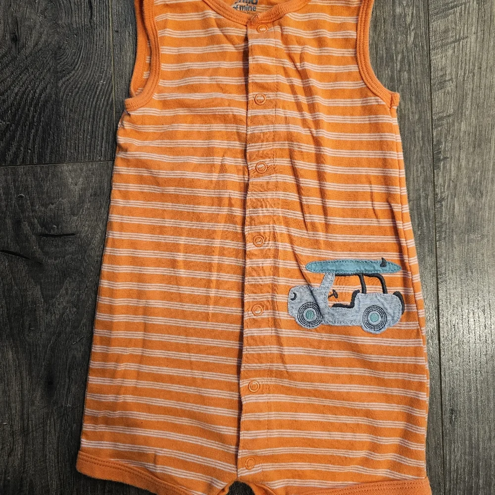 24M Carter's Orange Striped Snap Onesie for Playful‎ Comfort Surfboard Summer